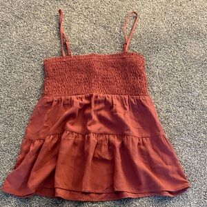 Paper Crane Rust Red Smocked Tiered Cami Tank Top